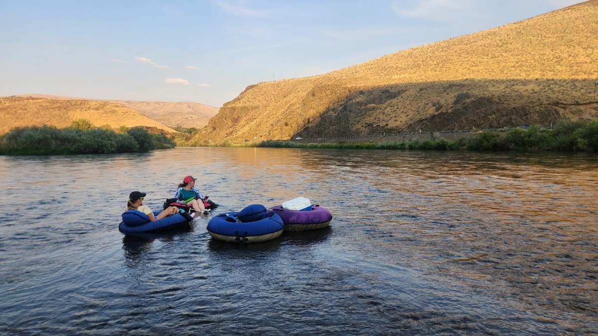 Sunny day river tubing with friends
